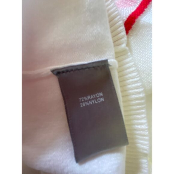 White Sweater With Red Hearts Medium Cute Feminine Preppy Love Y2K Valentine - Picture 4 of 5